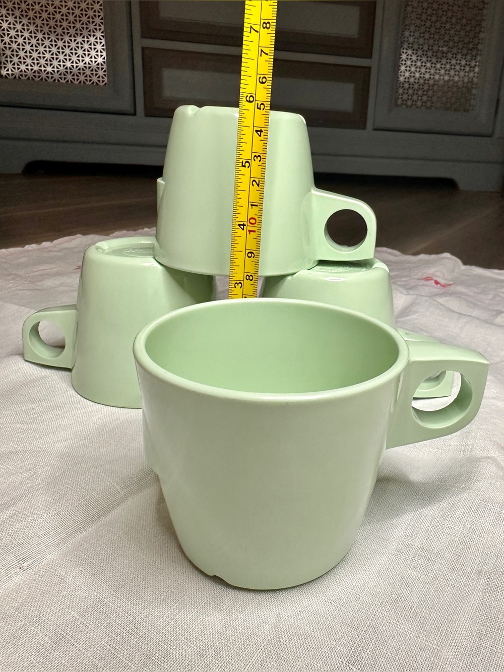 Vintage Beaufort Melmac Cups Set of 4 Mint Green Made in Canada MCM
